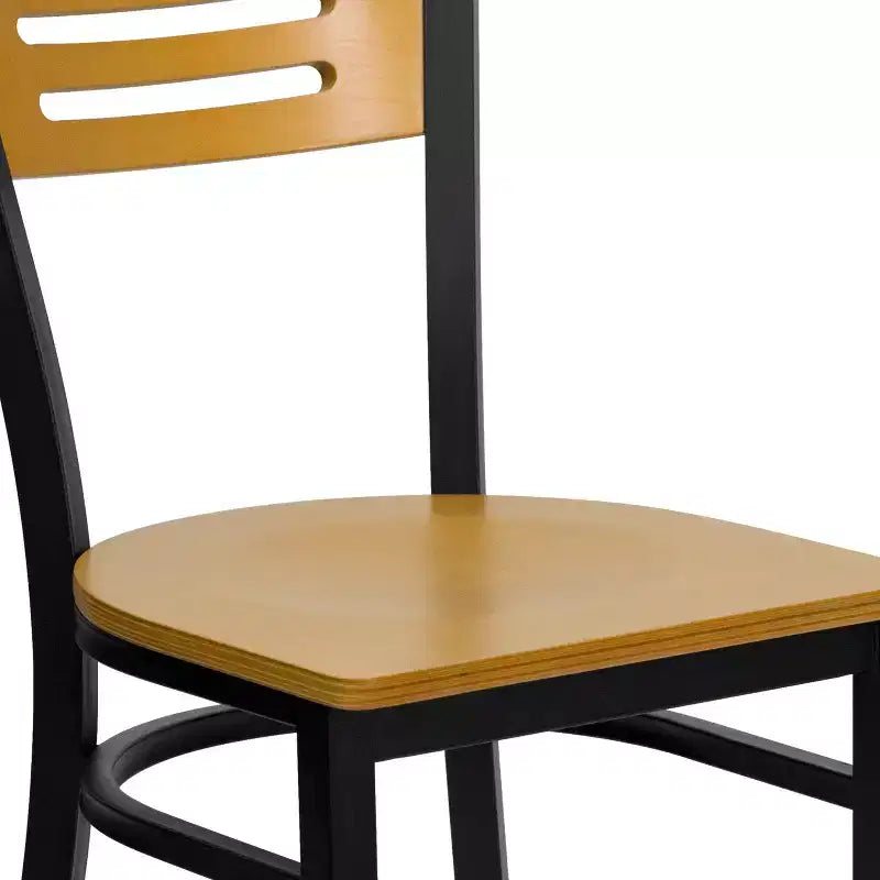 Flash Furniture Black Slat Back Metal Restaurant Chair