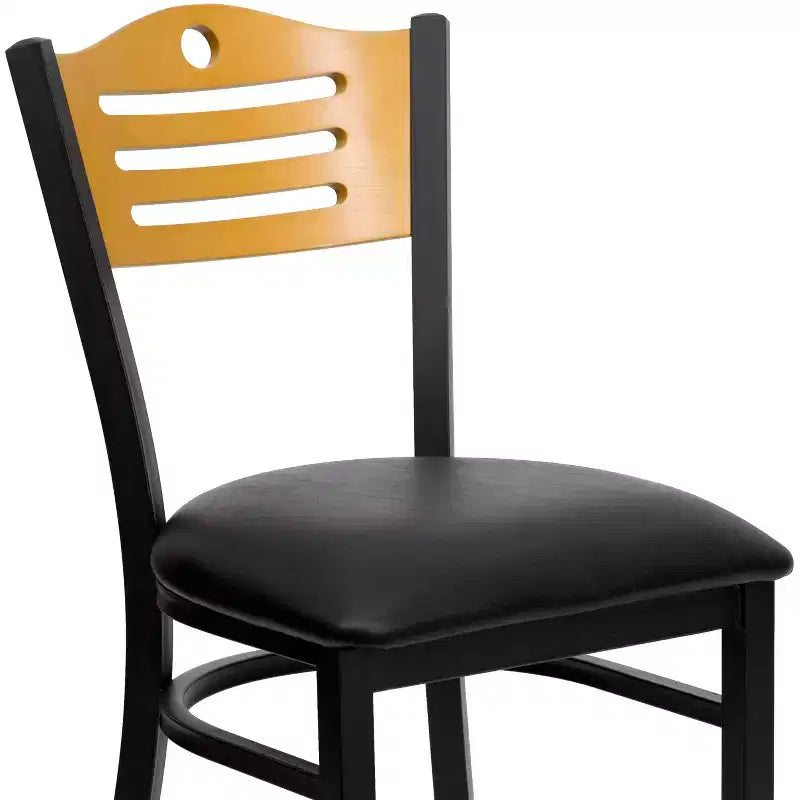 Flash Furniture Black Slat Back Metal Restaurant Chair
