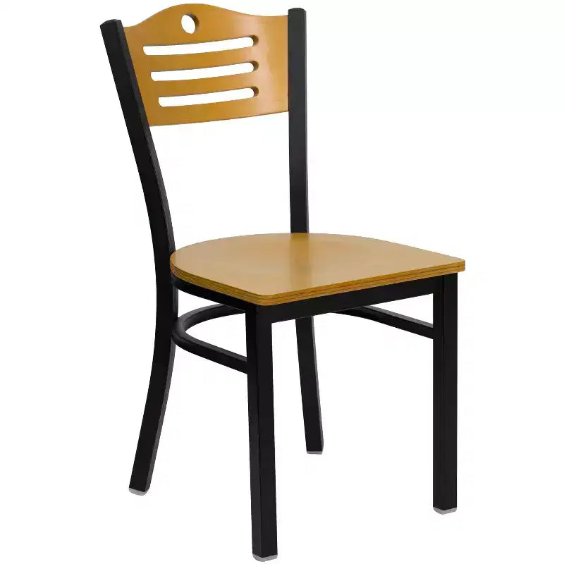 Flash Furniture Black Slat Back Metal Restaurant Chair