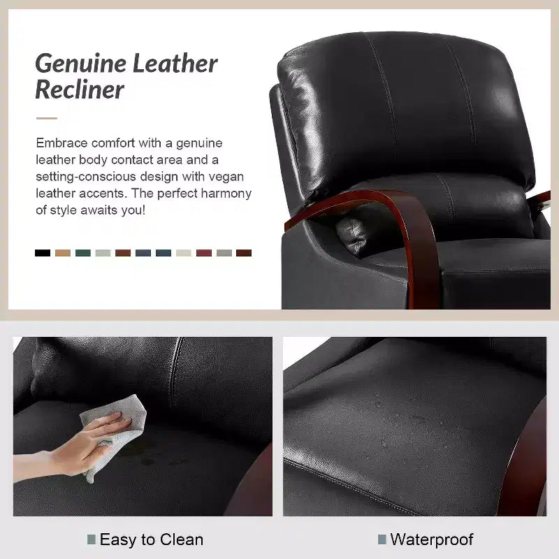 Alexandra Genuine Leather Manual Recliner| ART OF LIVING DESIGNS