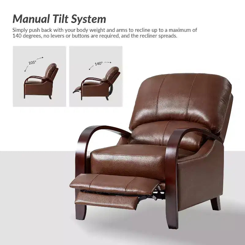 Alexandra Genuine Leather Manual Recliner| ART OF LIVING DESIGNS