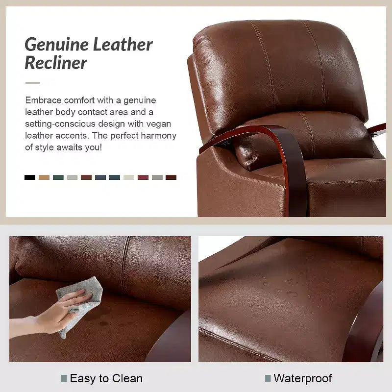 Alexandra Genuine Leather Manual Recliner| ART OF LIVING DESIGNS
