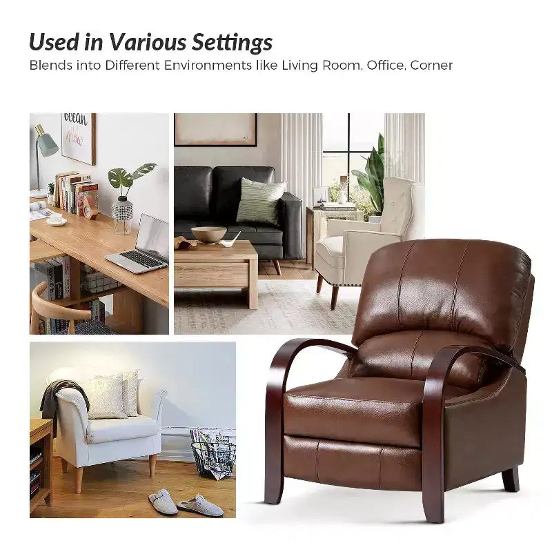 Alexandra Genuine Leather Manual Recliner| ART OF LIVING DESIGNS