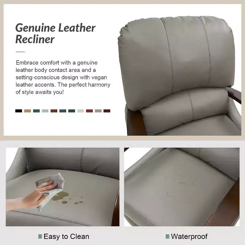 Alexandra Genuine Leather Manual Recliner| ART OF LIVING DESIGNS