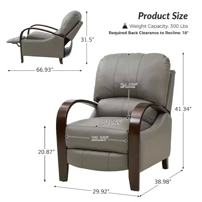 Alexandra Genuine Leather Manual Recliner| ART OF LIVING DESIGNS