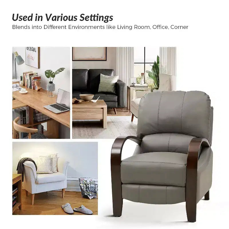 Alexandra Genuine Leather Manual Recliner| ART OF LIVING DESIGNS