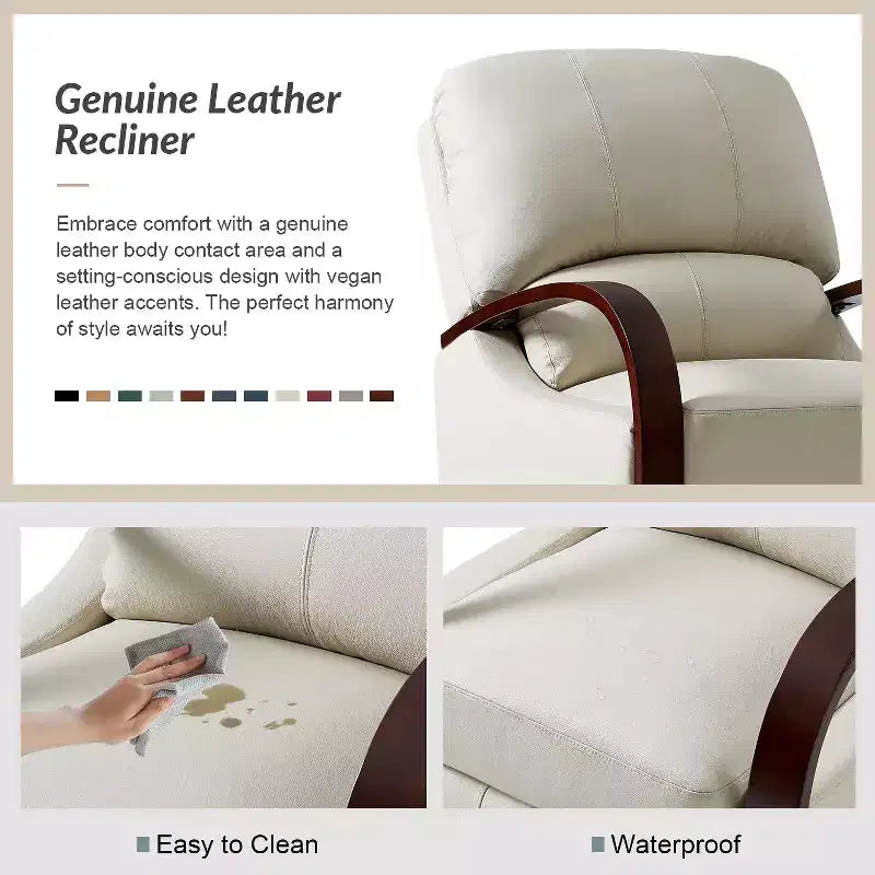 Alexandra Genuine Leather Manual Recliner| ART OF LIVING DESIGNS