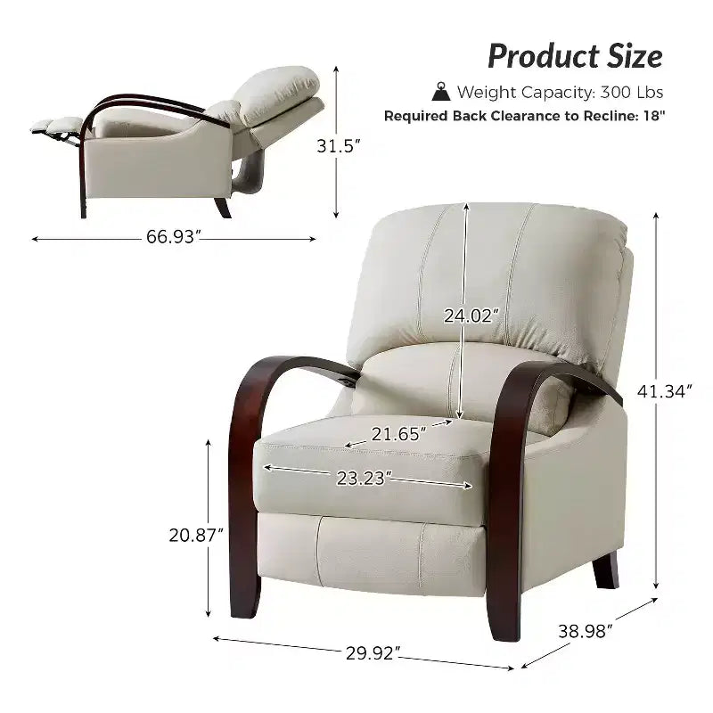 Alexandra Genuine Leather Manual Recliner| ART OF LIVING DESIGNS
