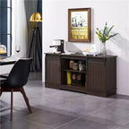 Yaheetech TV Stand with Storage, 58 Entertainment Center with Sliding Barn Door