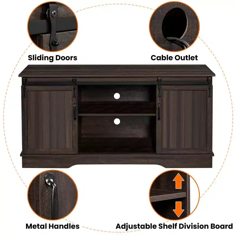 Yaheetech TV Stand with Storage, 58 Entertainment Center with Sliding Barn Door