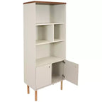 Sunnydaze Indoor Mid-Century Modern 5-Shelf Bookshelf with Storage Cabinet - Latte